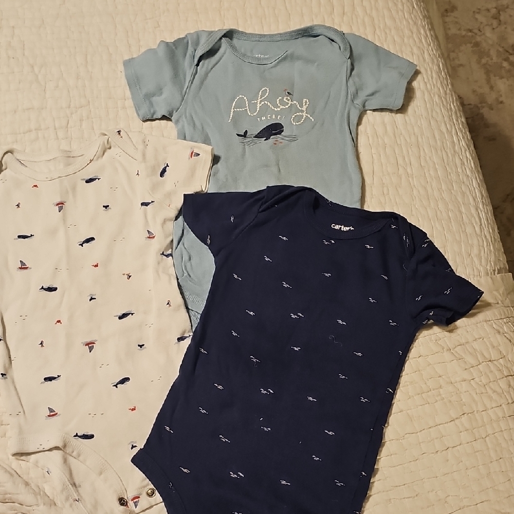 Carter's Baby Bodysuits in Blue and Cream